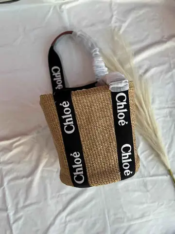 CHLOE Natural Woody Raffia Tote Basket Bag available in Dubai