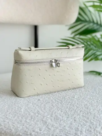 Loro Piana Extra Pocket L19 Whisper White Ostrich Pouch available in Dubai